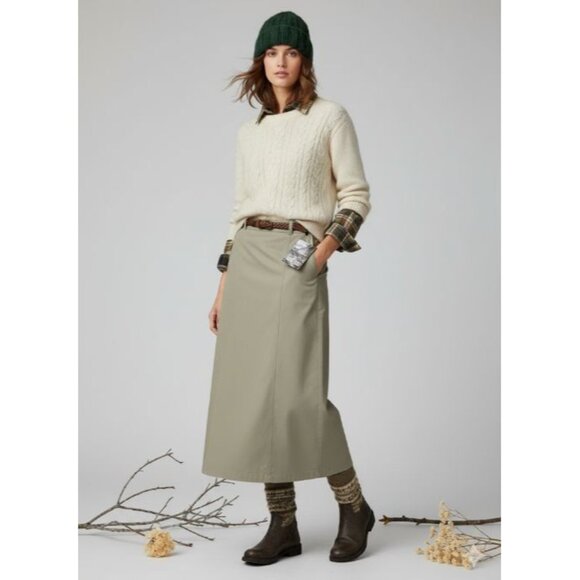 NWT Woolrich by John Rich & Bros High Waisted A-Line Midi Skirt Khaki Women's 6 - Picture 14 of 14